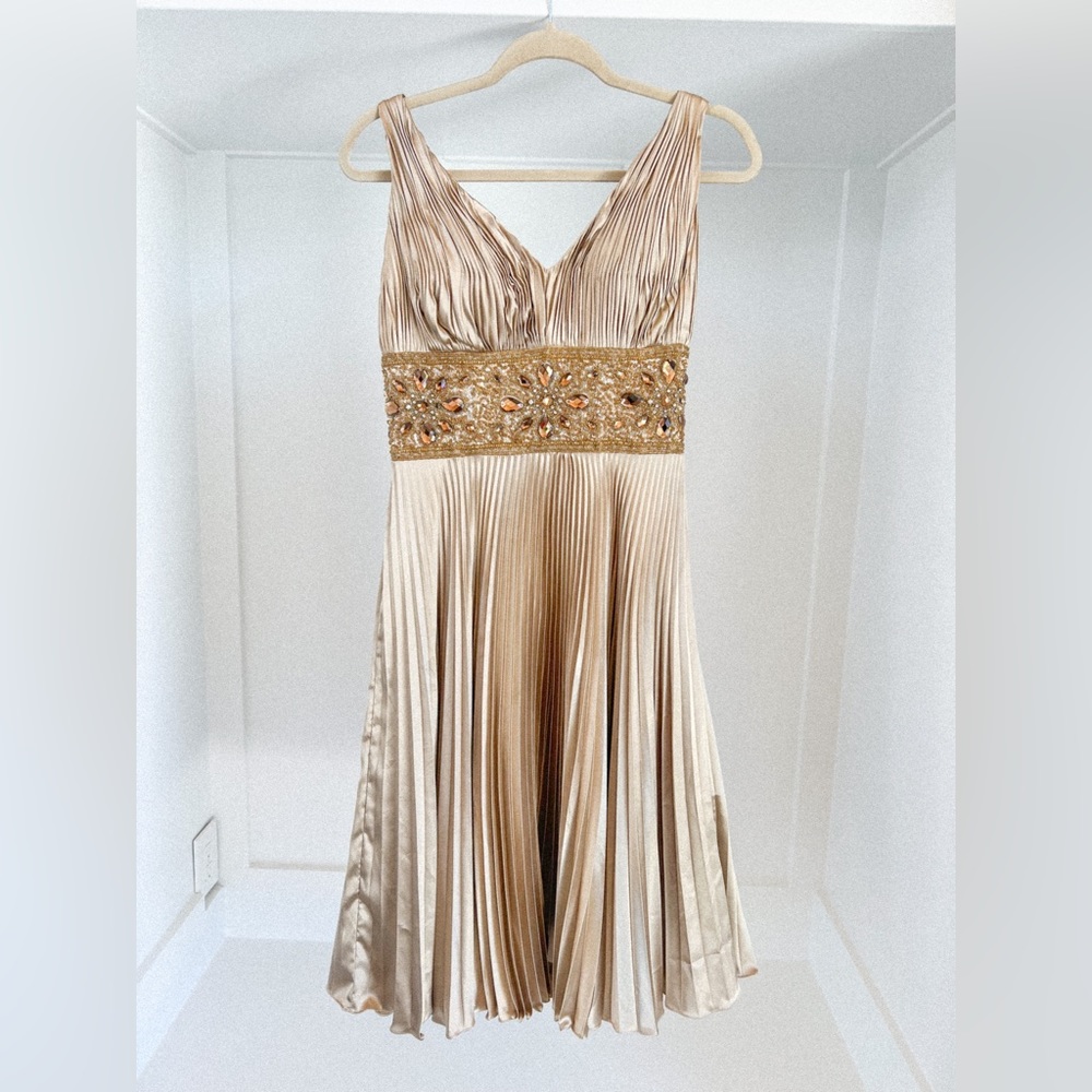 Le Femme Paris dress 6 gold jewels pleated